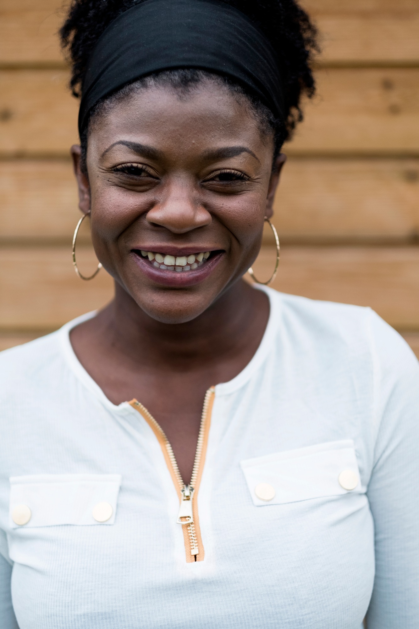 Portrait of black woman looking at camera.